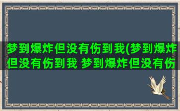 梦到爆炸但没有伤到我(梦到爆炸但没有伤到我 梦到爆炸但没有伤到我好不好)